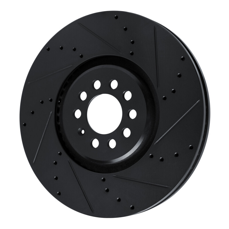 Audi TT Quattro Brake Rotor (1) - Right Front - R1 Concepts - Drilled & Slotted - Black - `04-`06